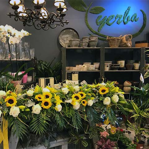 Interior de la tienda de flores Floristería Yerba